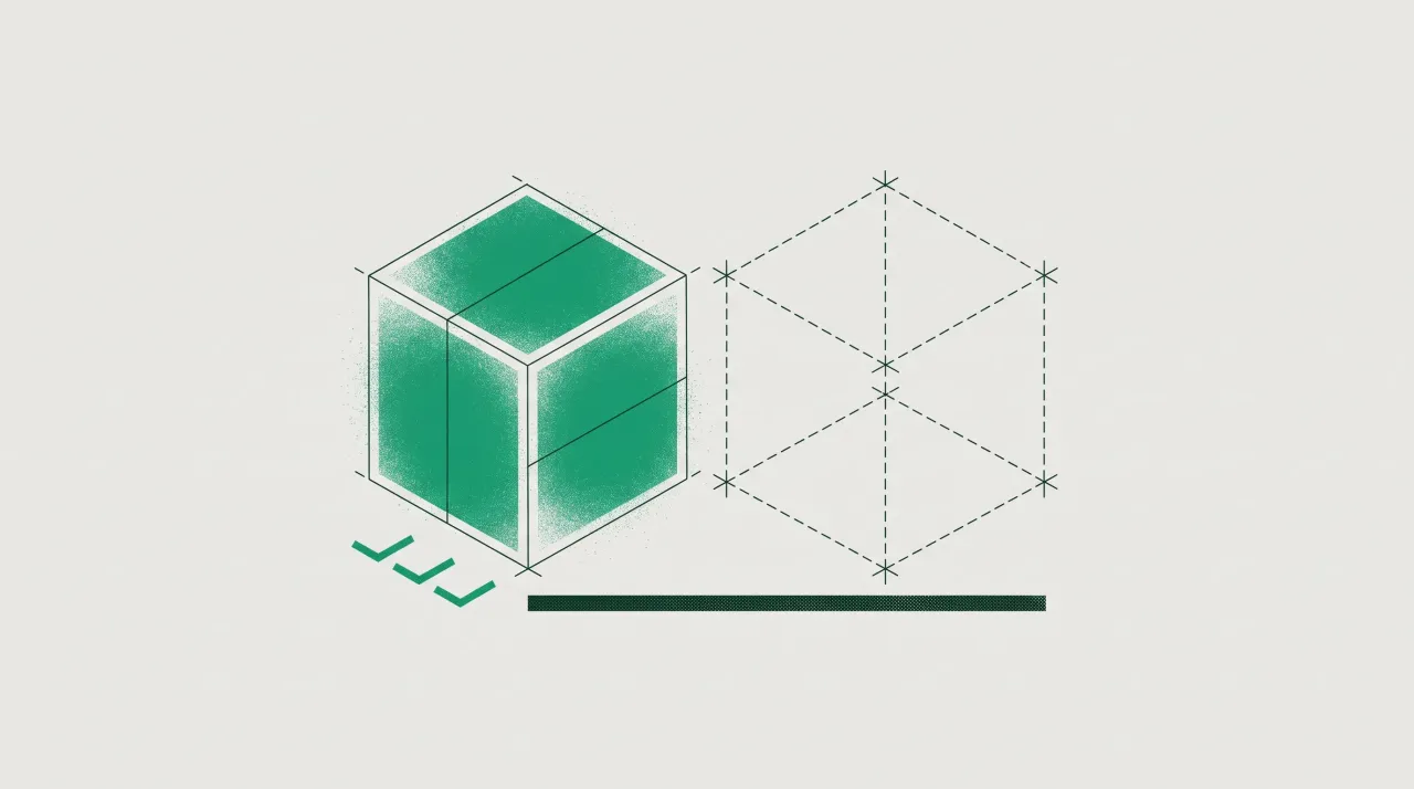 Isometric diagram of a solid green block beside an identical block drawn in dashed hidden lines: a verified crawler and its spoofed double.